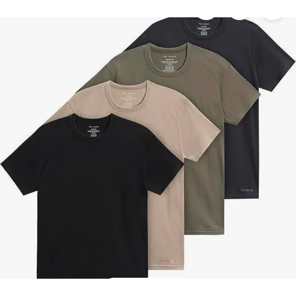 NEW Ted Baker 4 Pack Mens Crew Neck Cotton Tees Multi Ultra Soft Size Large